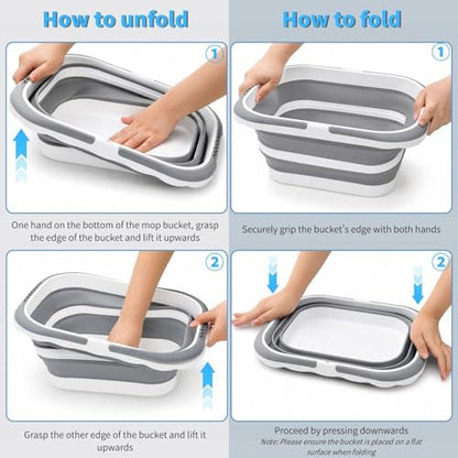 Cididu 2 Pack Collapsible Tub with Handle, Rectangular Handy Basket/Bucket, 8.5L Portable Outdoor Picnic Basket Crater, Foldable Camping Sink, Wash Basin for Washing Dishes, Hiking and Home