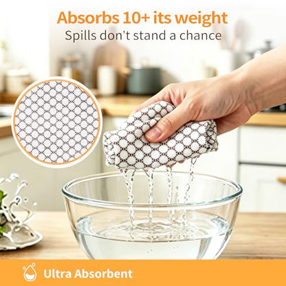 Viraelive Microfiber Cleaning Cloth Roll, 50 Sheets, White Waffle, 12"x12" - color: White Dots