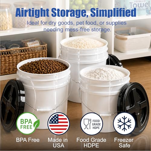 ePackageSupply 3.5 Gallon Bucket, Food-Grade w/Lid, BPA-Free, Black,3 Packs - color: Black, size: 3 Packs