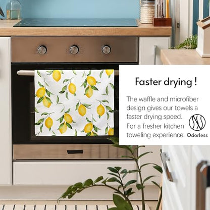 Eulnars Kitchen Towels, Premium Dish Towels for Kitchen Drying, 18" x 30" Microfiber Kitchen Towel Set, Quick Dry Tea Towels, Watercolor Lemon Series, 2-Pack - color: Watercolor Lemon