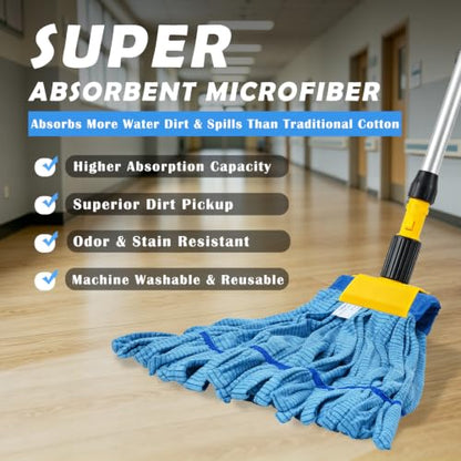 3 Pack Commercial Microfiber Mop Heads, 18 oz Heavy Duty Tube Refill -Green - color: Green