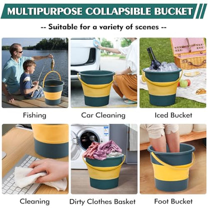 Collapsible Bucket 4.5 Gallon/17L Large Capacity Foldable Cleaning Buckets - color: Large Blue