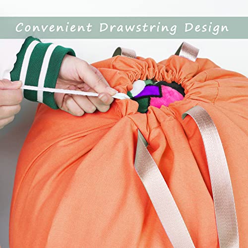 Cotton Canvas Laundry Bag with Handles & Drawstring Straps, Heavy Duty Extra Large Laundry Bags for Laundromat and Household, 25.5x34 Inch, Orange - color: Orange
