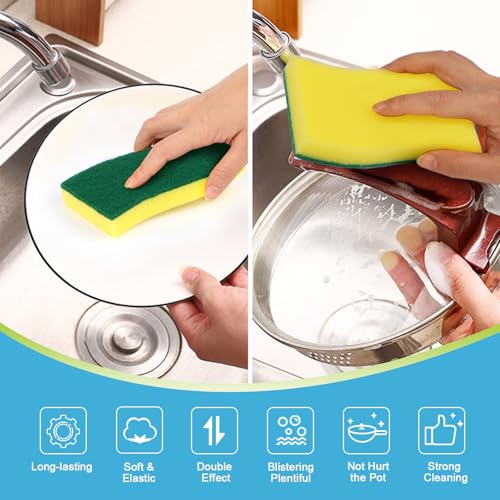 AIDEA Sponges Kitchen, 12 Pack XL Heavy Duty Dish Sponges, Cleaning Sponges - size: 12 Count, style: Yellow-S Shape XL