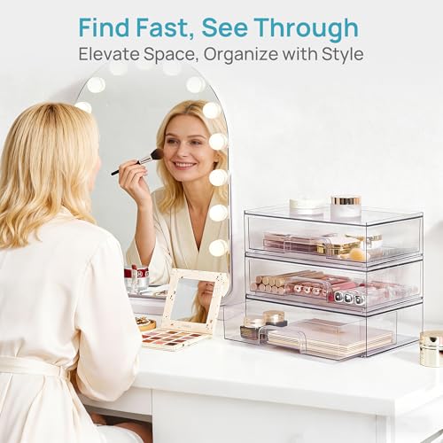 Vtopmart Clear Stackable Storage Drawers, 2 Pack Wide Plastic Organizers - style: 2pack Wide