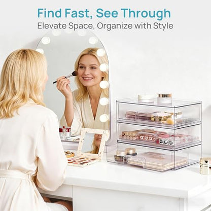 Vtopmart Clear Stackable Storage Drawers, 2 Pack Wide Plastic Organizers - style: 2pack Wide