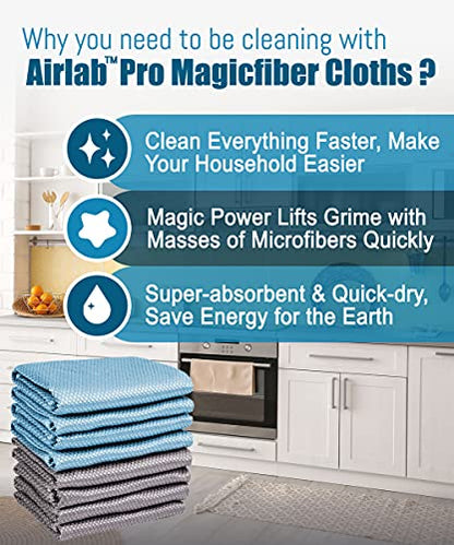 Airlab Glass Polishing Streak Free Miracle Cleaning Cloth, Grey & Blue - color: Grey & Blue