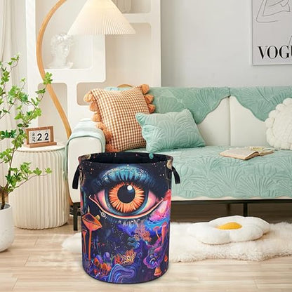 Abstract Eyes Mushrooms Laundry Basket Foldable Oxford Cloth 18.9 x 16.5 In - color: Abstract Eyes Mushrooms