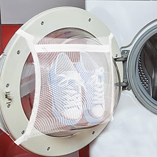 Sneaker Dryering &Washing Machine Bag, Dryer for Shoes, Clothing & Laundry - Elastic Strap Adjuster for Most Dryers Machines Door in Laundry Room (15.7x15.7 Inch)