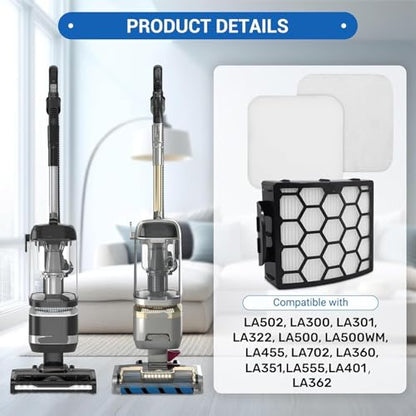 LA502 Filter Replacement for Shark LA502 LA300 LA301 LA322 LA500 LA500WM LA455 LA702 LA360 LA362 LA351 Rotator Lift-Away ADV DuoClean PowerFins Upright Vacuum (2 Foam+1Hepa) - style: 2 Foam+1Hepa