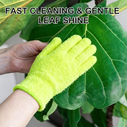 M METERXITY Dusting Gloves, Reusable Washable Mittens for Plants/House/Cars/Blinds Dusting, Leaf Cleaning Glove Mittens - color: Lime Green, size: 7 x 9.5 cm