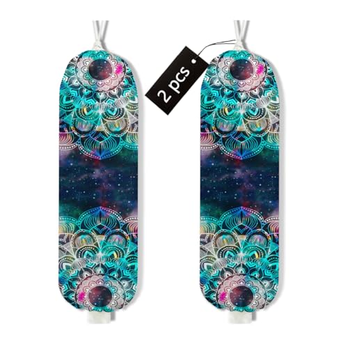 2Pcs Mandala Plastic Bag Holder, Wall Mount Grocery Bag Holder - color: multicolour 1341