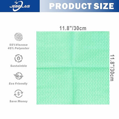 JEBBLAS Handi Wipes Reusable Cloths Dry Cleaning Cloths Dish Towel Kitchen Towel Handy Cleaning Wipes,Pack of 50, Green - color: Green
