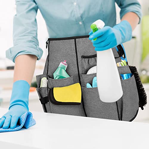 LoDrid Professional Cleaning Apron with 9 Pockets and Waist Belt, Gray - color: Gray