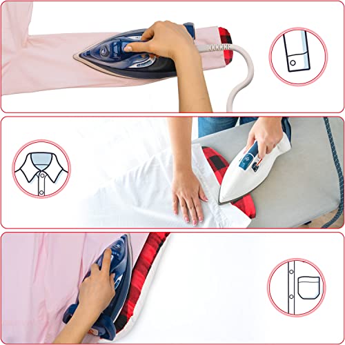 Billotodo - Tailors Ham and Sleeve Roll Set Kit for Sewing Pressing Quilting and Molding, Seam Roller Tool Ironing Accessories, Complete with Nylon Protective Pad Mat Tool, in Red/Black Cloth Fabric
