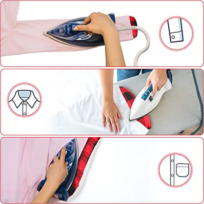 Billotodo - Tailors Ham and Sleeve Roll Set Kit for Sewing Pressing Quilting and Molding, Seam Roller Tool Ironing Accessories, Complete with Nylon Protective Pad Mat Tool, in Red/Black Cloth Fabric