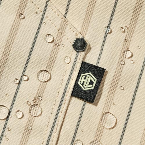 HexClad Eco Modern Chef Apron for Cooking and Grilling, Professional HexTwill Fabric Aprons with Pockets - color: Pinstripe Cream