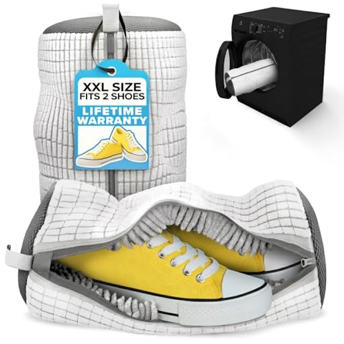 2 Pcs Reusable Shoe Washing Machine Bag, XXL with Zipper, White - color: White