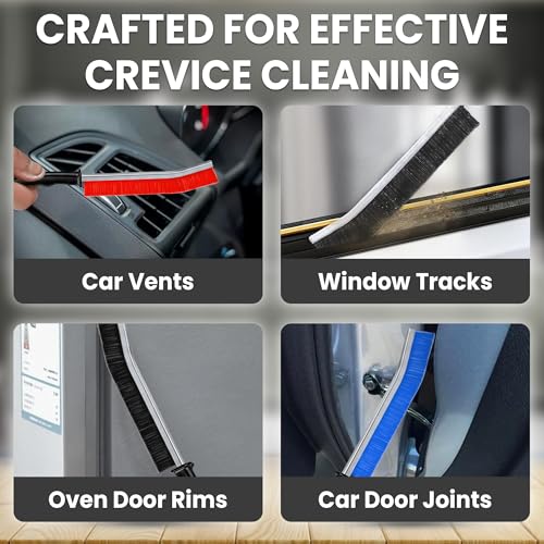 Crevice Cleaning Brush Set 3Pcs Hard Bristle Tools for Narrow Spaces