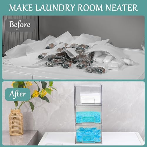 Laundry Pods Container and Dryer Sheet Holder Set, Dishwasher Pods Holder Set, Detergent Pods Storage Box, Scent Booster And Laundry Powder Dispenser Orangizer For Laundry Room, 4 PACK - color: 4P