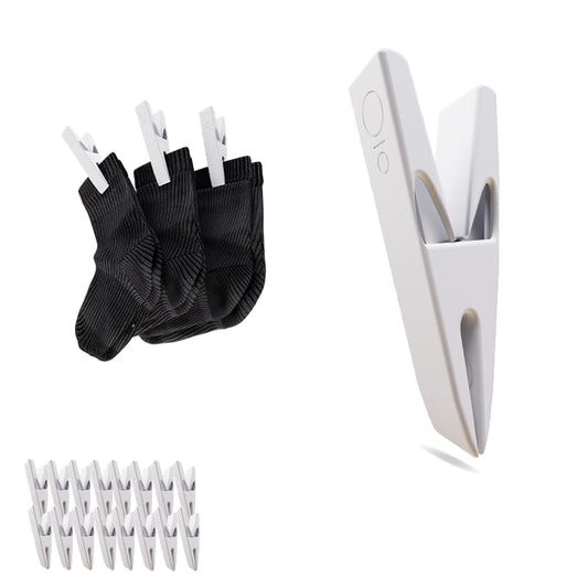 MYCLIPit Sock Clips – Keeps Socks Together During Laundry – Stainless Steel Laundry Clips with Rubber Guard – Keeps Socks Paired, No More Lost Socks, Saves Time – White, 16ct - color: White, size: 16ct