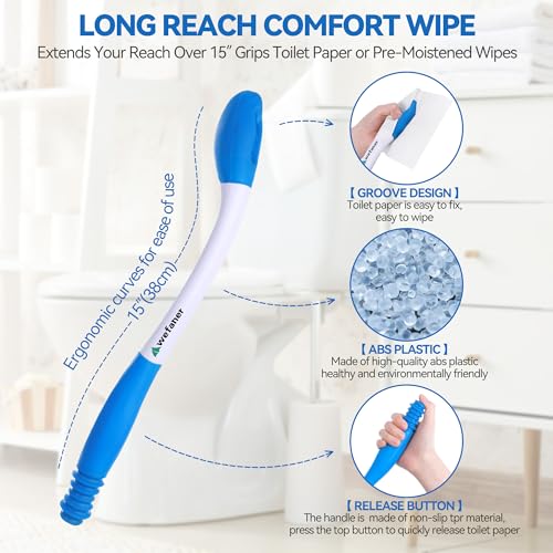 Wefaner Toilet Aids Set for Wiping - Long Handle Butt Wiper