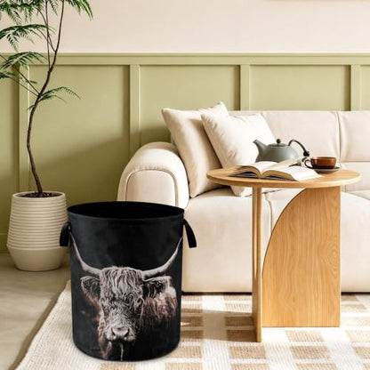 Highland Cow Laundry Basket Foldable Waterproof Hamper 18.9 x 16.5 Inch - color: Highland Cow Animal