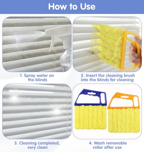 2 Pcs Blind Cleaner Tool, 7 Finger Blind Duster for Wood Blinds Microfiber