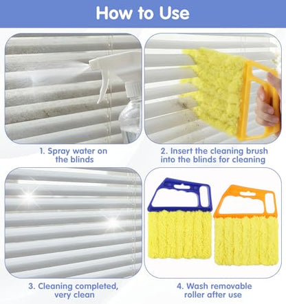 2 Pcs Blind Cleaner Tool, 7 Finger Blind Duster for Wood Blinds Microfiber