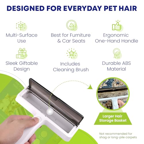 Pet Hair Removal Tool - Reusable Lint Roller for Dog & Cat Hair Remover for Furniture, Couch & Car Seats - No Sticky Tape, No Refills