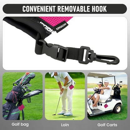 Waterproof Golf Club Cleaner Bag and Golf Ball Washer with Clip, Plum - color: Plum