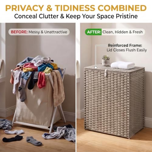 NEWBULIG 90L Large Laundry Hamper with Lid, Collapsible Dirty Clothes Basket Bag, Freestanding Fabric Bin for Bedroom, Bathroom, Closet and Dorm Room Organization Grey - color: Grey