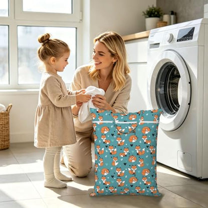 Orange Fox Travel Laundry Bag Washable Dirty Clothes Bag for Gym - color: Orange Fox