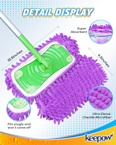 6 Mop Slippers for Floor Cleaning Mop Socks fr Women Washable Mopping Socks - color: 3 Pairs