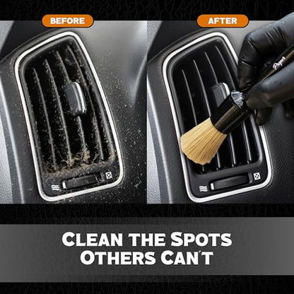 Premium Car Detailing Brush Set - Complete 6 Pack Kit - 2 Boar's Hair, 2 Ultra Soft, 2 Synthetic Bristles - Car Detail Brush for All Surfaces, Leather Seats, Air Vents, Wheels & Emblems, and More - color: Multi (6 Pack)