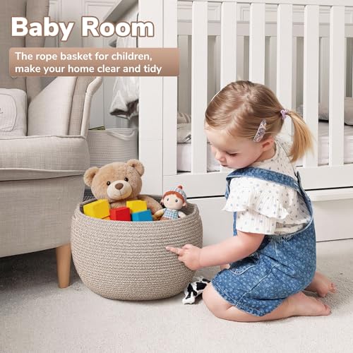 Goodpick Large Toy Storage Basket for Kids, Round, 15.7" x 10.5", Jute - color: Light Brown, size: 15.7"D x 10.5"H