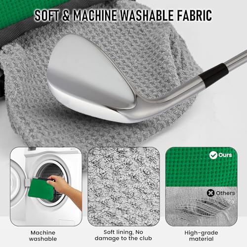 Waterproof Golf Club Cleaner Bag and Golf Ball Washer with Clip,Green - color: GREEN