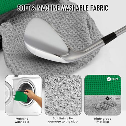 Waterproof Golf Club Cleaner Bag and Golf Ball Washer with Clip,Green - color: GREEN