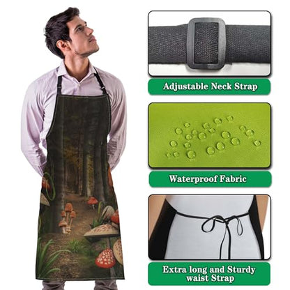 Chef Apron for Women Enchanted Nature Mans Aprons for Cooking Funny for Kitchen Cooking Restaurant BBQ Painting Crafting 27” (W) x 31” (H), Waterproof Aprons - color: Enchanted Nature
