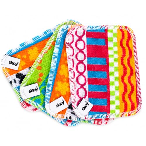 Skoy Scrub, 4-Pack Reusable, Non-Scratching Dish Scrubber for Kitchen and Household Cleaning, Planet-Friendly, Dishwasher Safe Soft Scrub, Assorted Colors and Designs - color: Assorted, size: 4-Pack