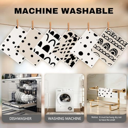 6 Pack Swedish Dishcloths Black White Kitchen Towels 11 - color: Multi 1519