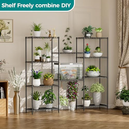 SINGAYE 5 Metal Shelves Wire Shelving Storage Shelf Adjustable Unit Pantry - color: Black, size: 5 Tier 12"Dx22"Wx59"H