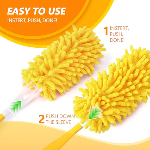 Reusable Chenille Duster Refill Compatible with Swiffer Duster - color: 8 Pack(yellow)