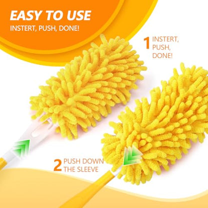 Reusable Chenille Duster Refill Compatible with Swiffer Duster - color: 8 Pack(yellow)