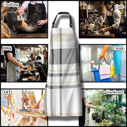 Makeup Apron for Women Plaid Texture Funny Aprons for Men for Kitchen Cooking Restaurant BBQ Painting Crafting Gardening 27” (W) x 31” (H), Waterproof Apron - color: Plaid Texture