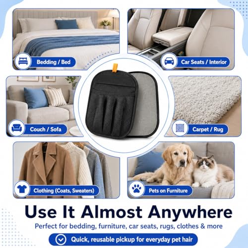 NVNAN 3 PCS Pet Hair Removal Glove and Pet Hair Remover - color: Big Fabric Pet Hair Gloves+Pet Grooming Brush