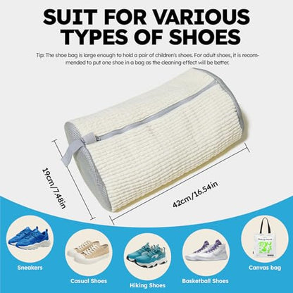 Shoe Washing Machine Bag: Shoe Bag for Washing Machine - Reusable Shoe Cleaning Bag for Sneaker Tennis Shoes Unstain Cleaner Kit(Cream 1Pcs) - color: White 1pcs