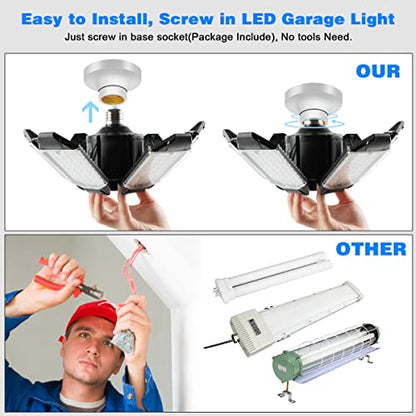 LED Garage Light - 160W LED Garage Ceiling Lights 16000LM Super Bright Garage Lighting with 6 Deformable Panels E26/E27 Screw in Led Shop Lights for Basement Workshop Warehouse Attic - size: 160W - 1Pack