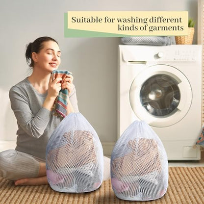 40 Pcs Mesh Laundry Bags Bulk with Drawstring 20 x 24'' White Heavy Duty Mesh Bag Machine Washable Sturdy Large Net Laundry Wash Bag for Dormitory College Apartment Travelling Camping