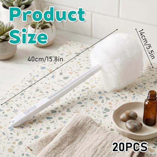 20 Pack Soft Toilet Bowl Brush with Long Plastic Handle 15 Inches Long Disposable Soft Swab Toilet Bowl Cleaners Mop, Toilet Brushes for Dead Corner Silk Scrubber for Toilet Bowls (White)